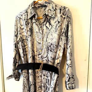 Zara Snakeskin Print Dress with Black Accents